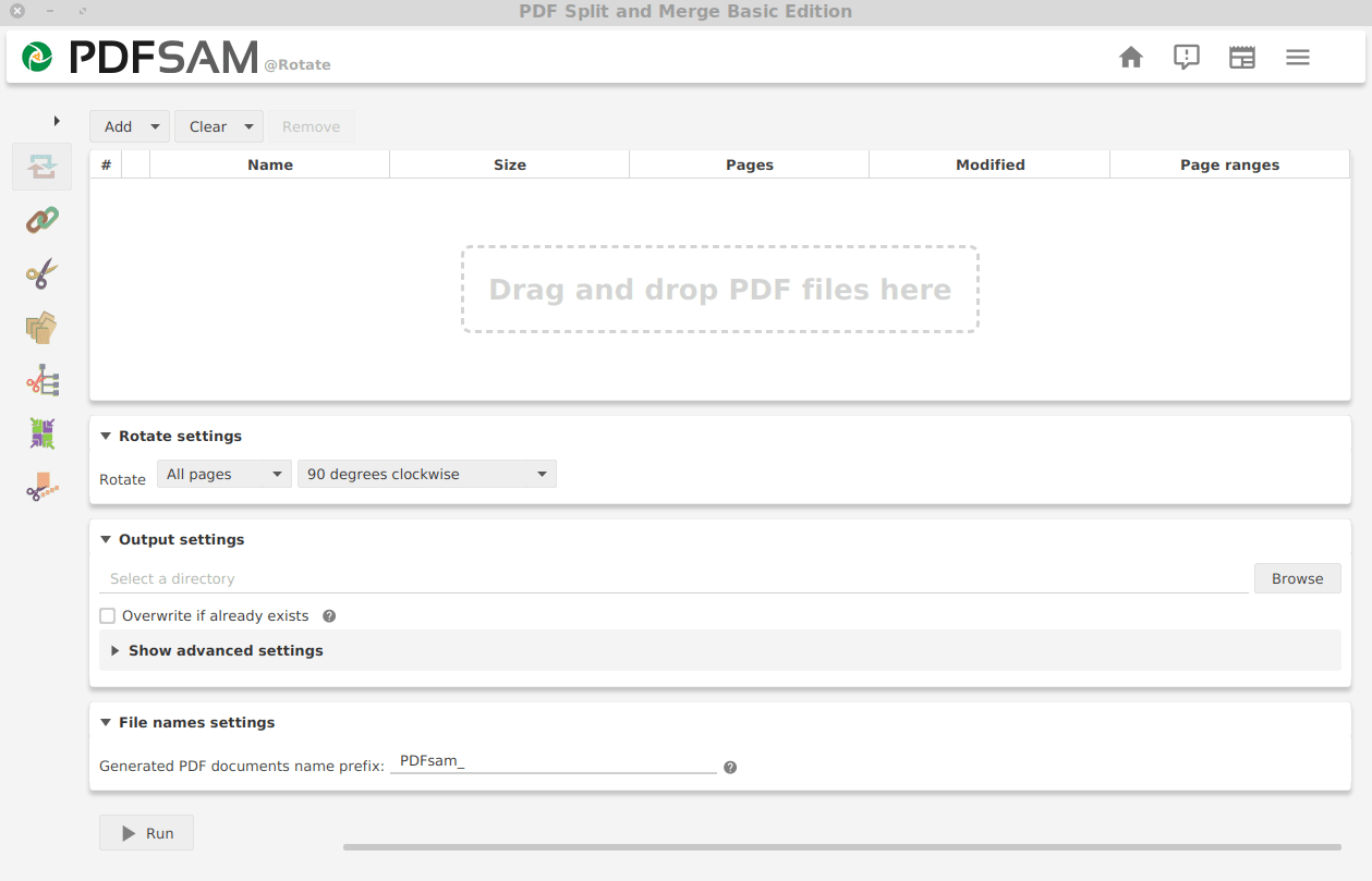 Rotate PDF files with PDFsam Basic