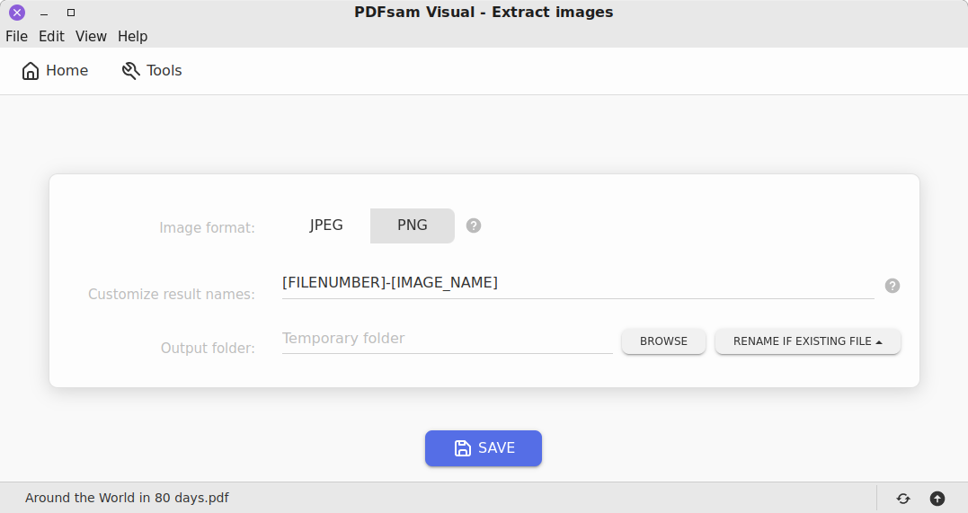 PDFsam Visual extract images